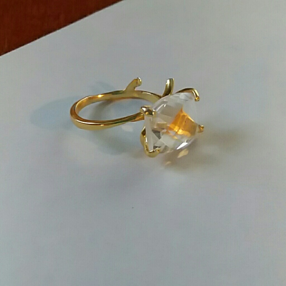 Gold Tone Vine Ring with Stone